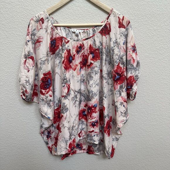 Cabi 399 Gypsy Size Large Watercolor Floral 100% Silk Flowy Dolman Blouse Top - Picture 1 of 10